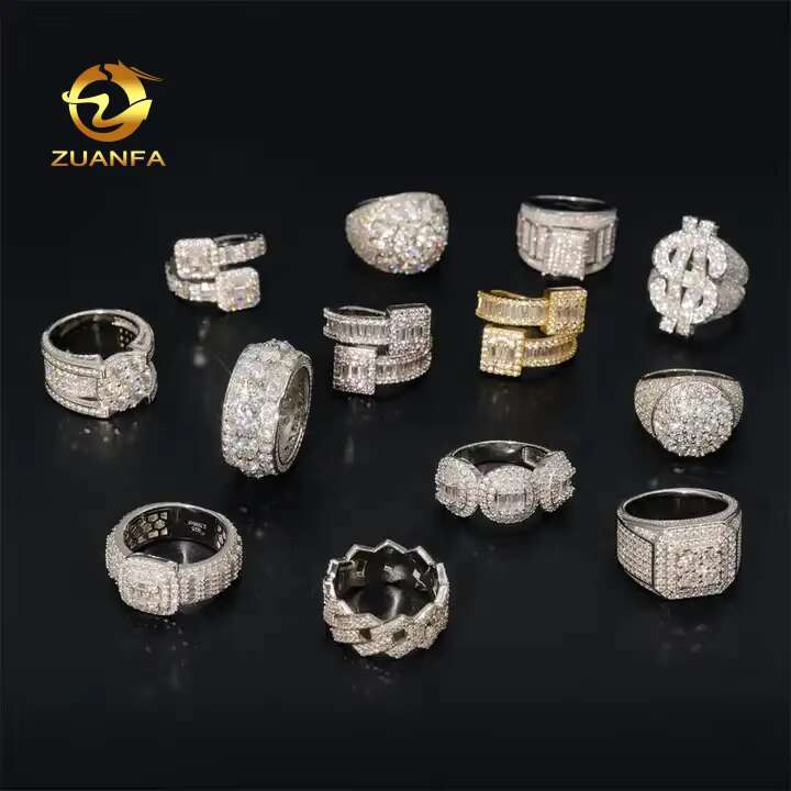 Luxury Jewelry Full Diamond Moissanite Rings 925 Sterling Silver D VVS Hip Hop Ring Pass Diamond Tester Moissanite Diamond Ring