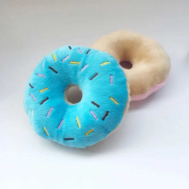 High Quality Soft Dog Doughnut Plush Pet Dog Toy Dog Chewing Toy Cute Puppy Squeezer Sound Toy Fun Puppy Mini Dog Interactive Toy T2504012
