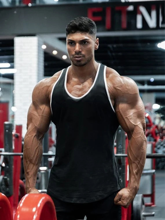 gym clothing cotton fitness striped vest mens single sleeve sports sleeveless solid muscle underwear 250407