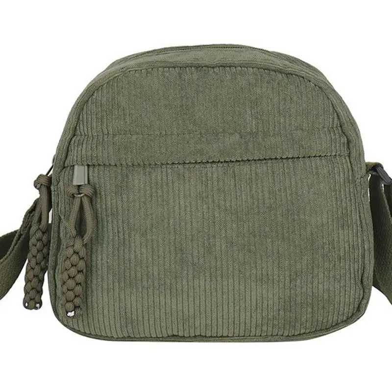 Simple Versatile Crossbody Bag Fashionable Casual Small Square Bag Personalized Commuting Shoulder Bag Corduroy Unisex HandbagT2511112