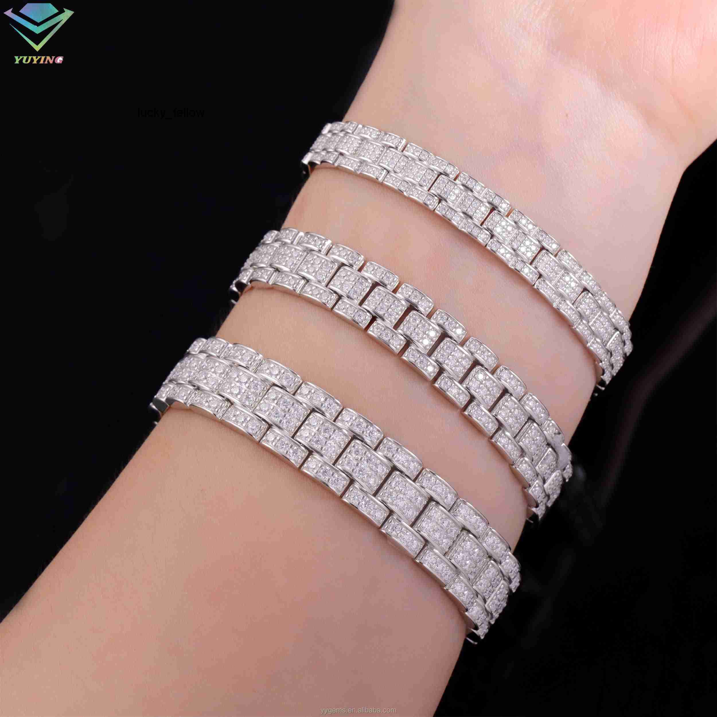 Fashion Jewelry Bracelet 8mm 10mm 12mm Iced Out Moissanite Diamond Chain S925 Sterling Silver Cuban Link Chain Men Bracelet