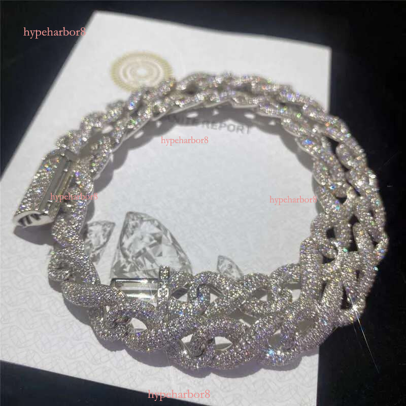 Full Iced Out Classic Box Clasp Moissanite k Fine Hip Hop Men Jewelry Cuban Necklace Bg Dia Chain