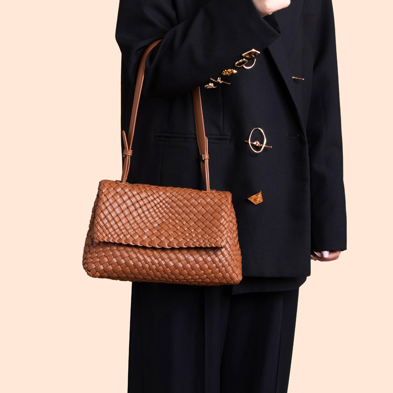 Hand Woven Bag Women's Fashion PU Leather Underarm bag Designer Single Shoulder Crossbody Handbag