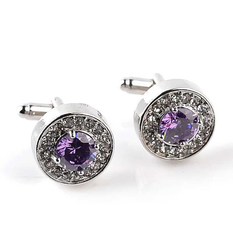 Luxury high-end jewelry mens white enamel crystal cufflinks round wedding party cufflinks French shirt cufflinksT250412