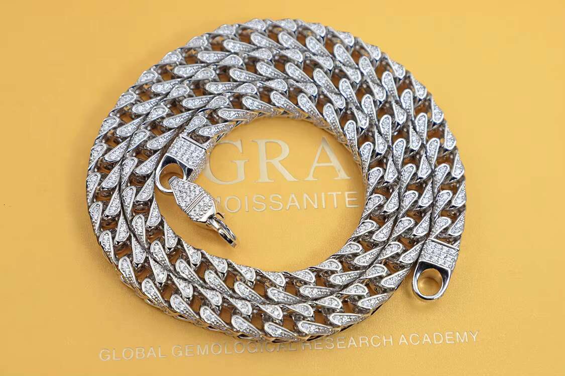 Unique Design Hip Hop Necklace 6mm 8mm Wide 925 Silver Necklace D/VVS Moissanite Necklace Link Chain for Rapper Jewelry Gift