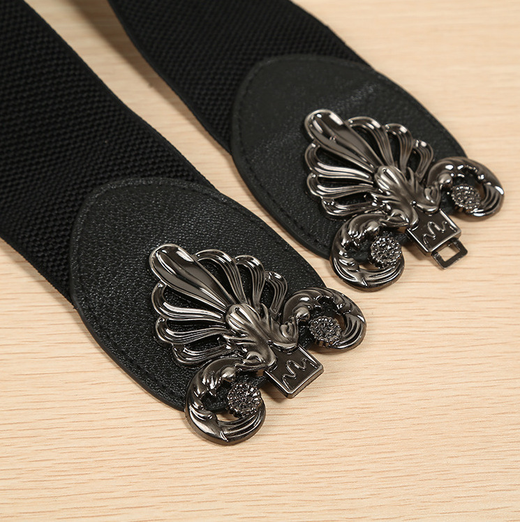Special sale women's elastic waistband, seasonal casual and fashionable Korean version decoration, button up dress, wide waistband