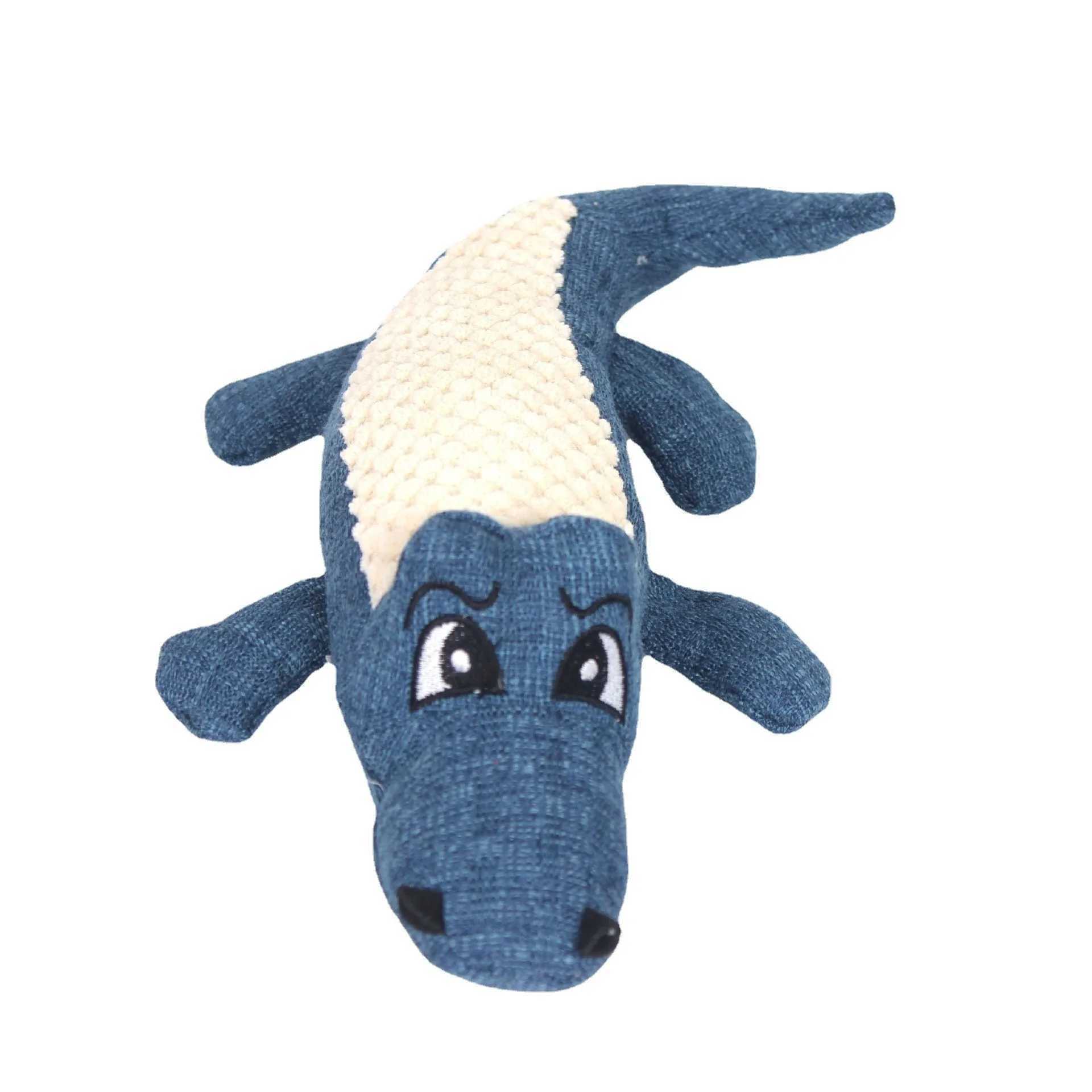 High Quality Pet Chewing Toy Interactive Cartoon Animal Plush Alligator Shaped Dog Sound Toy Dwarf Teeth Grinding Training Supplies T2504012
