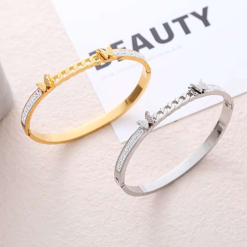 New Design Diamond Watch Bangle Bracelet Stainless Steel Silver Gold Shape Moissanite Bangle Bracelet