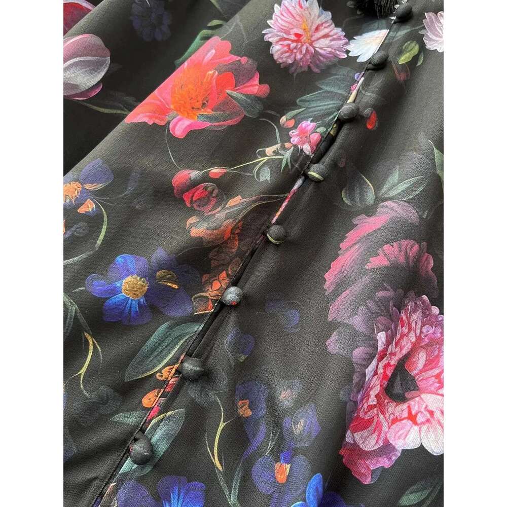 Autumn Bohemian wer Robe Dress Women's en Clothing Stand Collar Long Lantern Sleeve Lace Up Buttons Print Maxi Vestidos