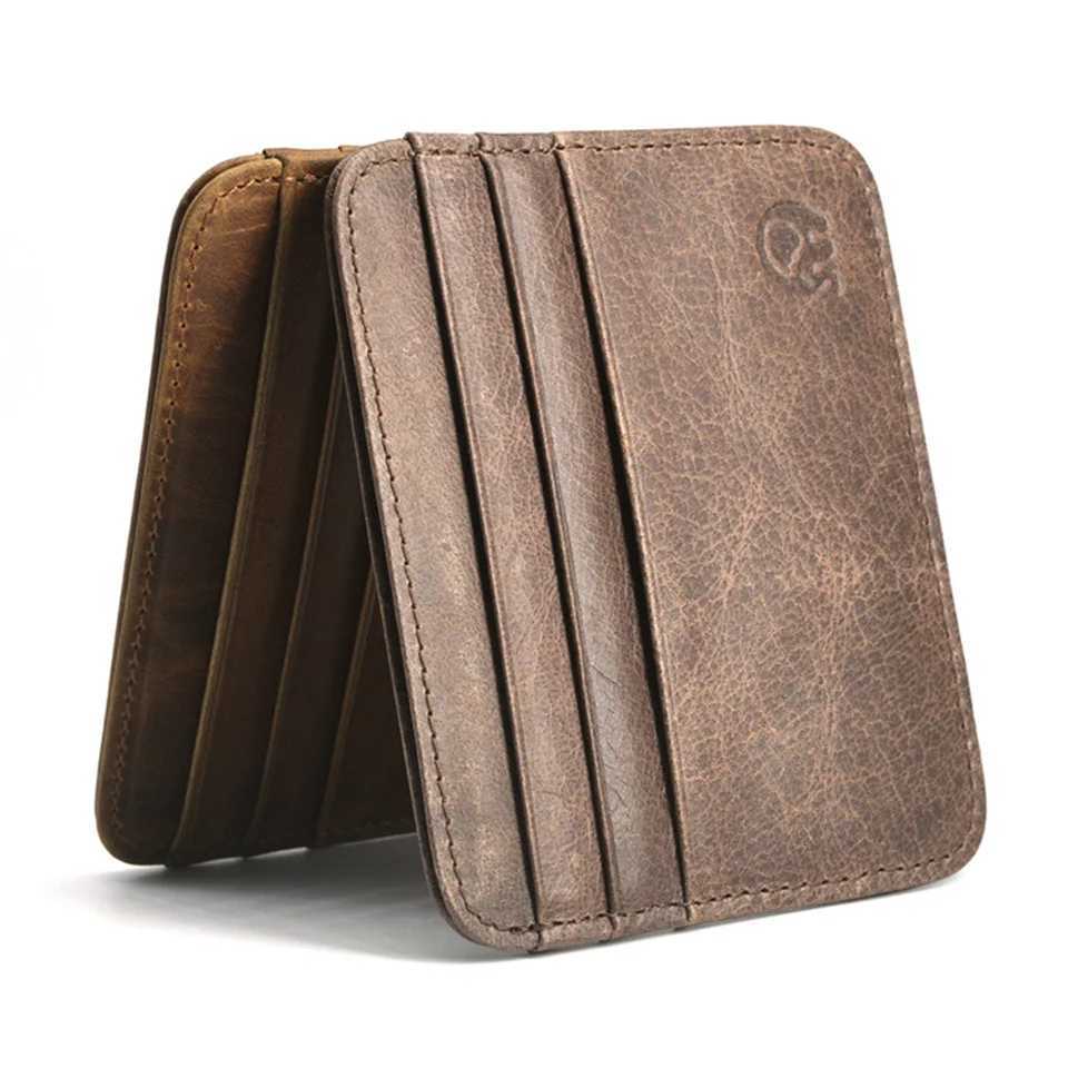 Cowhide Leather Card Case Mini ID Card Clip Small Wallet Mens Ultra Thin Wallet Mens Wallet Card Clip Card Clip Business Z250411