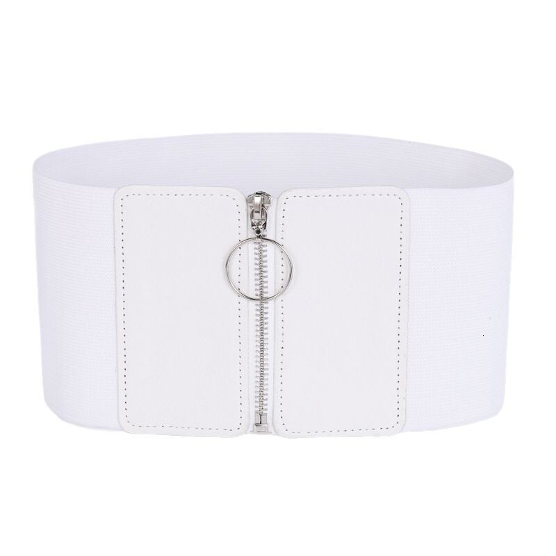Ultra wide waistband women's circular zipper decoration, paired with skirt elastic elastic, simple and versatile waist seal
