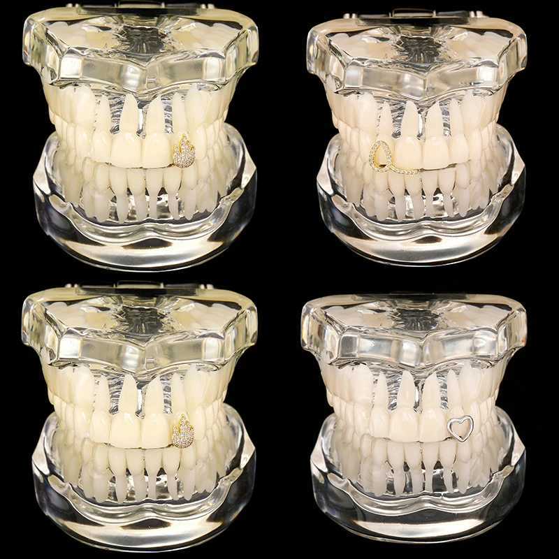 New hip-hop dental grill men and women ice out hollow single and double tooth hat dental grill punk rapper hat Halloween cosplay W250412