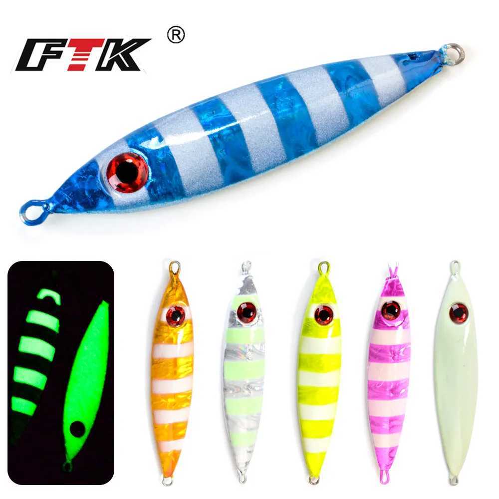 FISH KING 1PC 30G/40g/60G 3D eyes Laser Body Back Luminous Metal Jig Lure Paillette Knife Artificial Hard Bait Sea Fishing Lure Z250411
