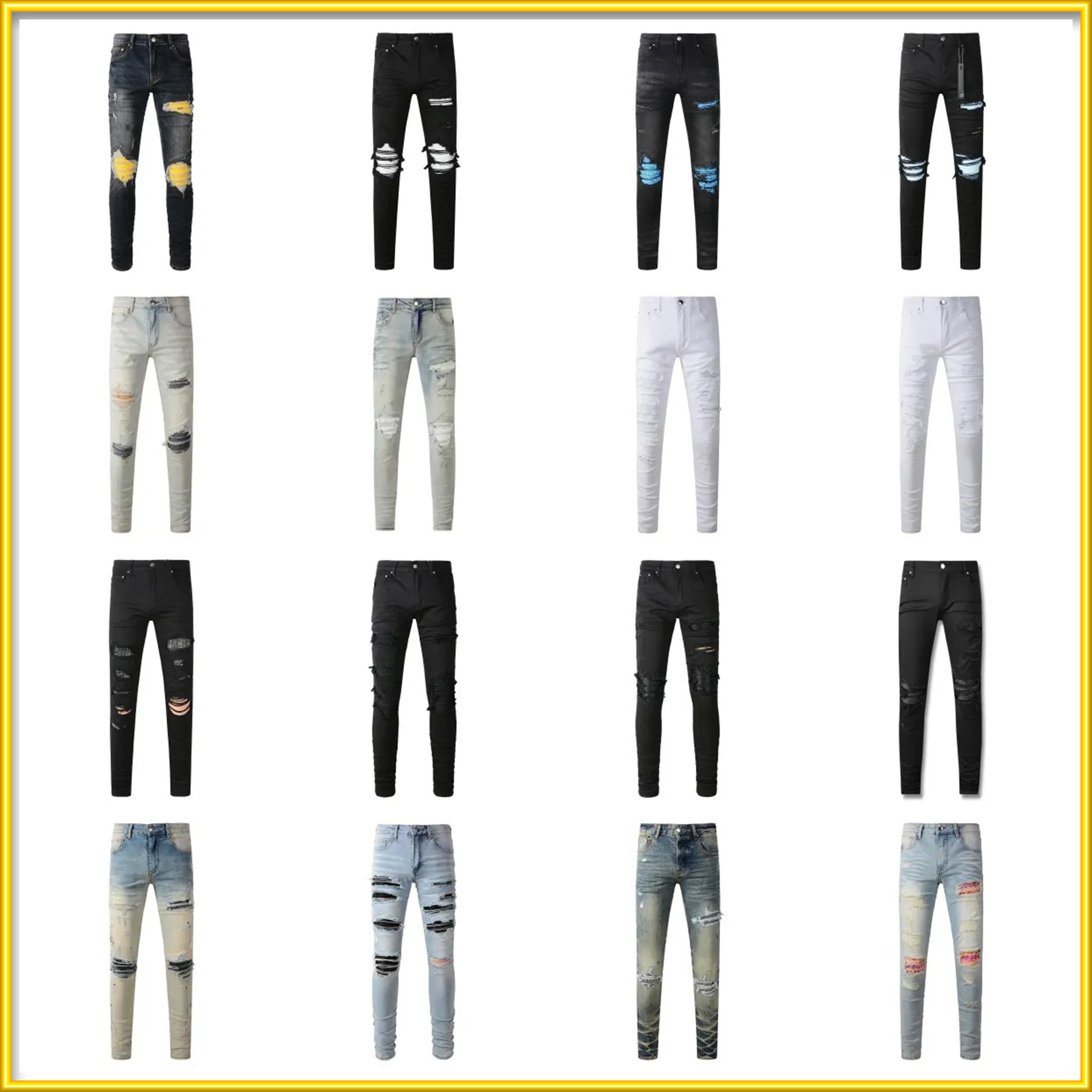 2025 new designer jeans for men flared baggy Jeans ksubi jeans with Holes Straight Leg Zipper Hip Hop Bikers Motorcycle jeans