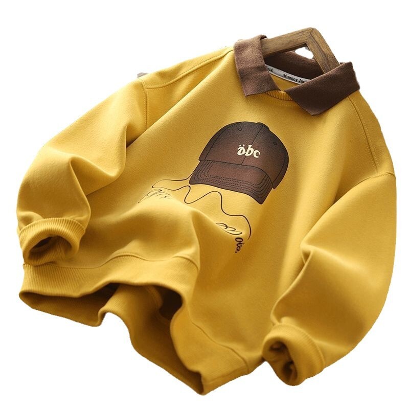 Ddmyshoesvip Hoodie Polo Spring And Autumn New Item Boys Color Blocked Lapel Fashionable Sports Top Western Style Long Sleeved Shirt