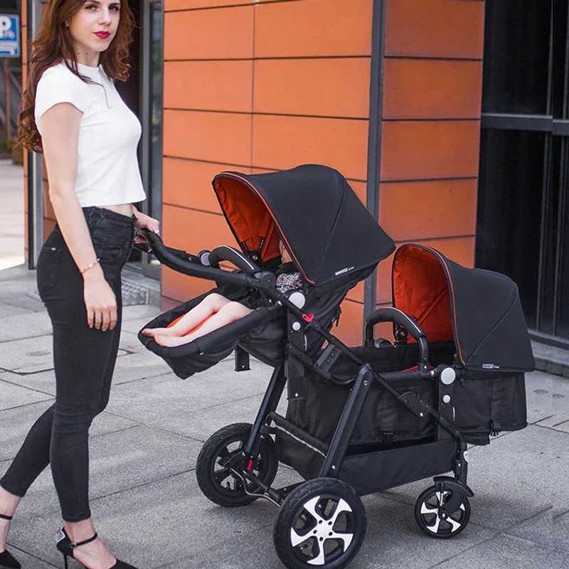 Luxury two seater strollers high view strollers folding strollers two seater strollers lounge chairs and seats W250411