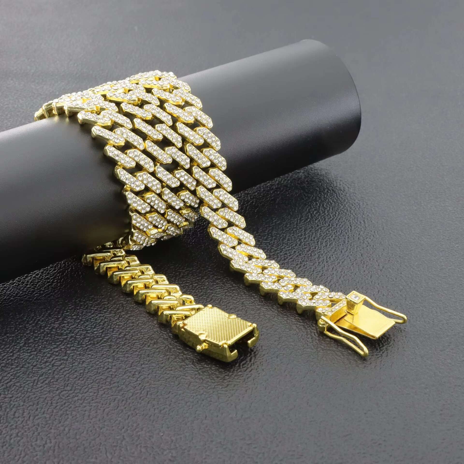 Hip hop Cuban Chain with 14mm Dia All Rock Necklace for Women and Men