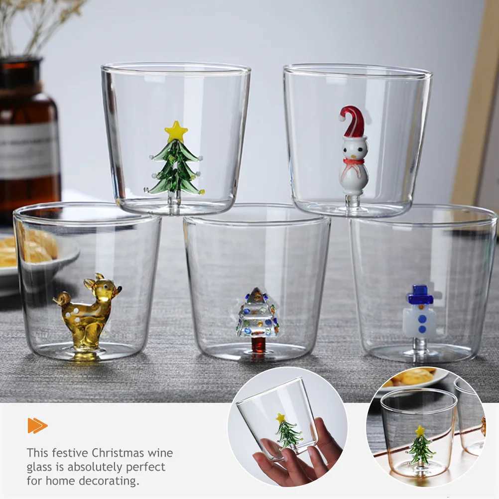 Christmas 3D Snowman Drinking Glass Clear High Borosilicate 300Ml Multi-Function Beverage Cup Party Bar Supplies Christmas Decor Y251112