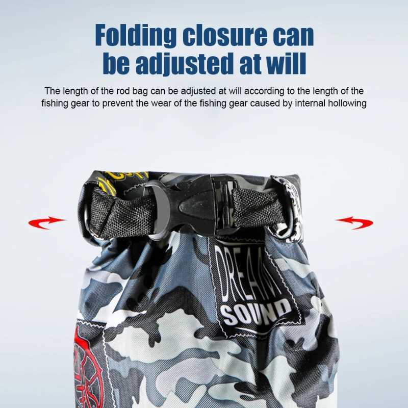 Outdoor Folding Fishing Bag Waterproof Large Capacity Fishing Rod Tackle Storage Bag Oxford Canvas Camouflage Fishing Pole Pouch Z250411