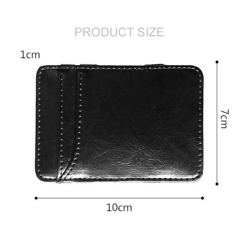 New fashion ultra-thin mens leather magic wallet Korean designer card holder womens small cash clip Bilfold mens wallet Z250411