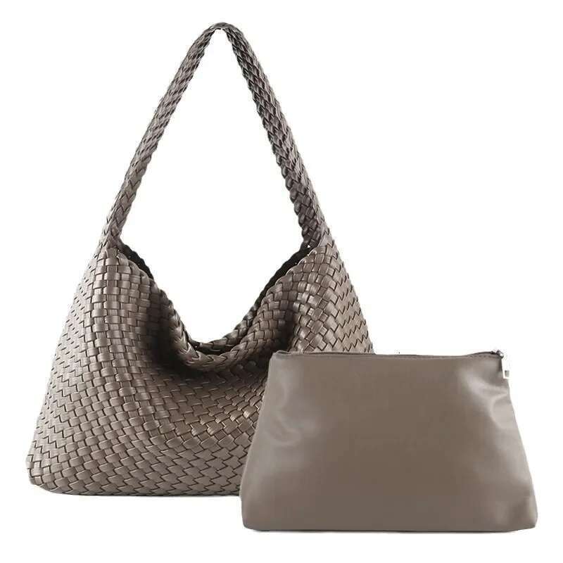 Woven Women PU Leather Large Capacity Tote Bags Casual Fashion Textured Soft Shoulder Bag Bz618