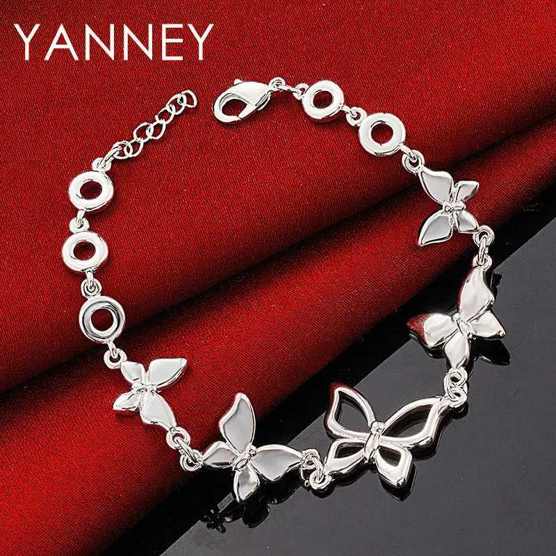 Womens 925 Sterling Silver 8 Inches Exquisite Butterfly Bracelet For Wife Fashion Charm Gifts Wedding Party JewelryC250411