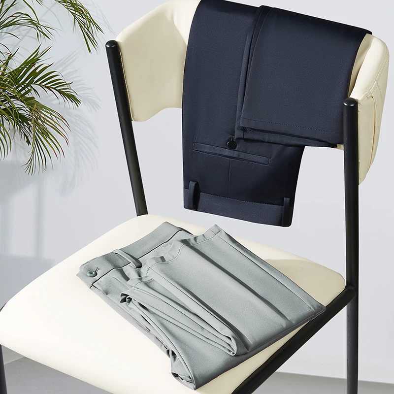 Draping Ice Silk Summer Thin casual pants mens straight cut ultra-thin elastic soft business pants W250411