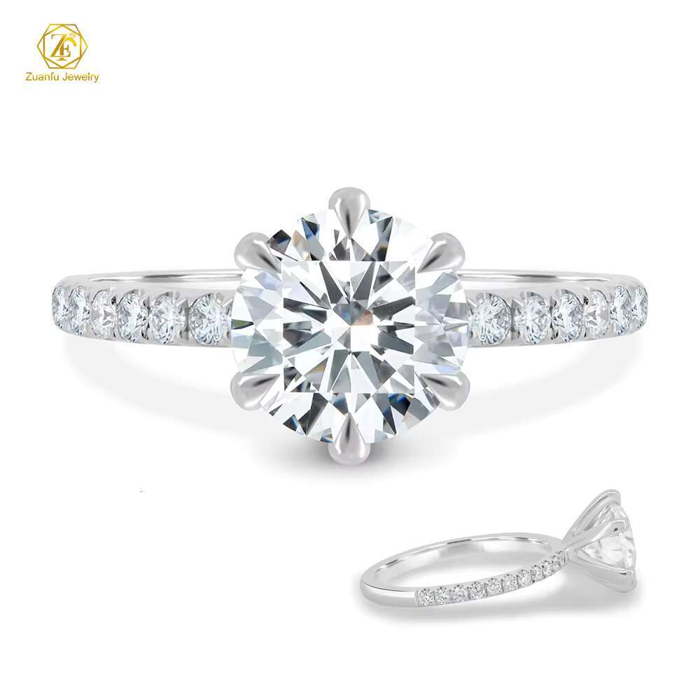 Trendy Solitaire Ring Rhodium Plated 1ct Moissanite Ring S925 Wedding Ring for Women