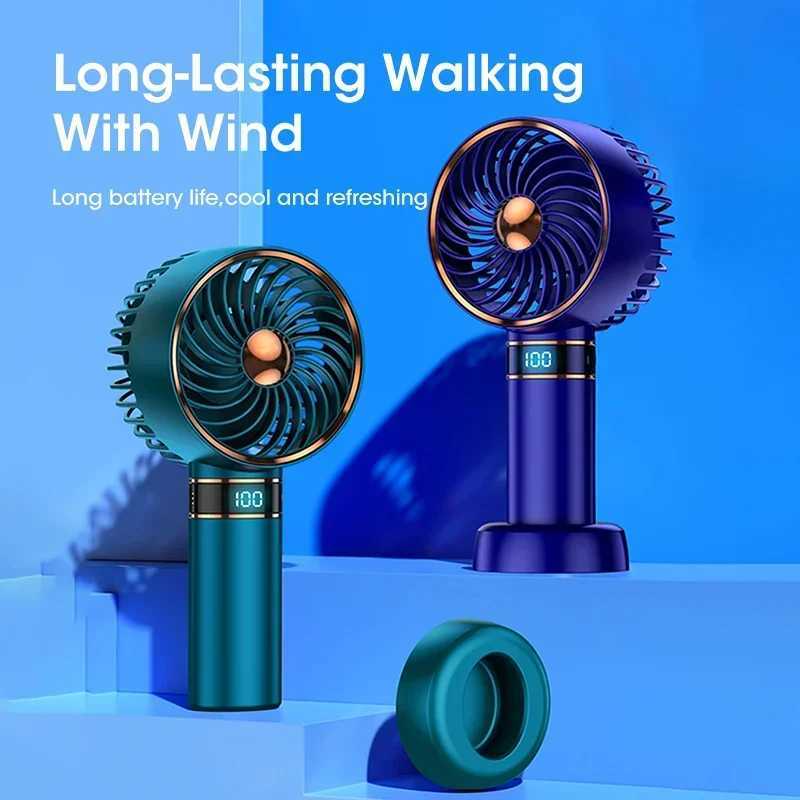 Charging 5000mAh portable fan handheld mini fan USB handheld small pocket fan with data display desk stand home air conditioner X250412