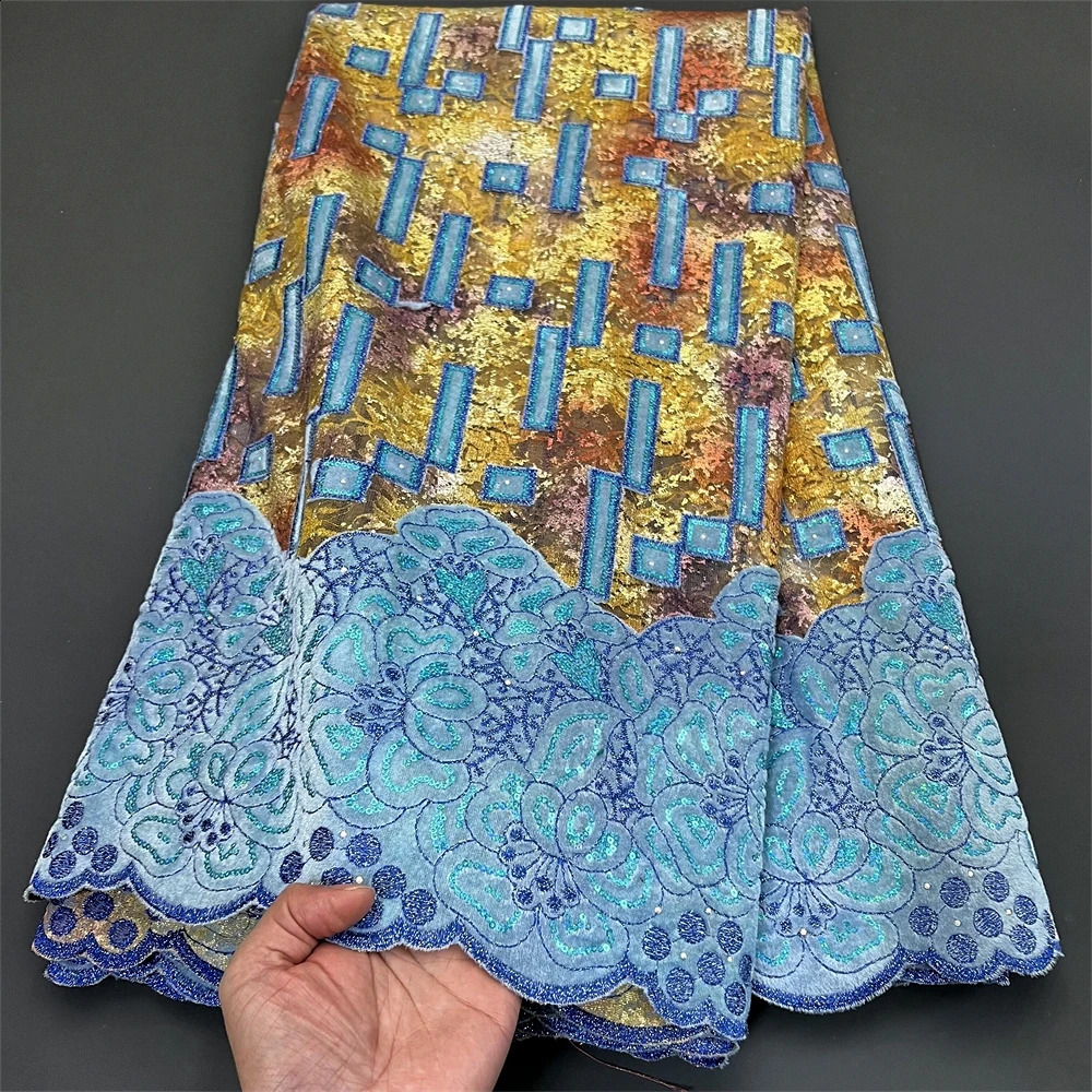 African Nigerian Sequins Tulle Lace FabricSewing Net Cloth Prom Dresses BeadsEmbroidery High Quality 2024 PS0024 5Yad 250407