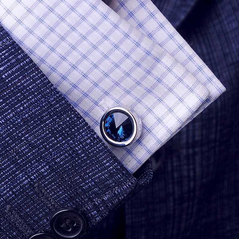 KFLK Jewelry Shirt Cufflinks Mens Brand Crystal Cufflinks Wholesale Designer Button France High Quality Round CustomerT250412