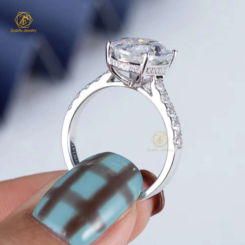 Hot Sale Real Gold 9K 14K 18K S925 Silver Women Engagement Wedding Rings Set 4ct Oval Cut Diamond Engagement Rings Moissanite