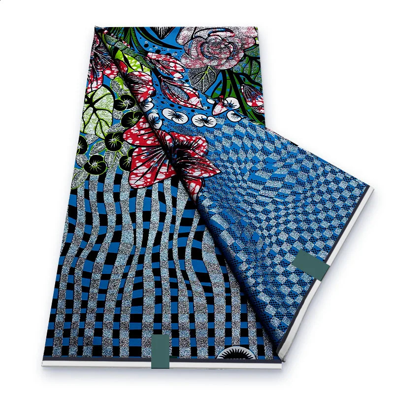 Original Heavy Quality Grand Wax Glitter Fabrics Soft Cotton Ankara Printed Wax Materials 6Yardss For Nigerian Clothes HY101 250407