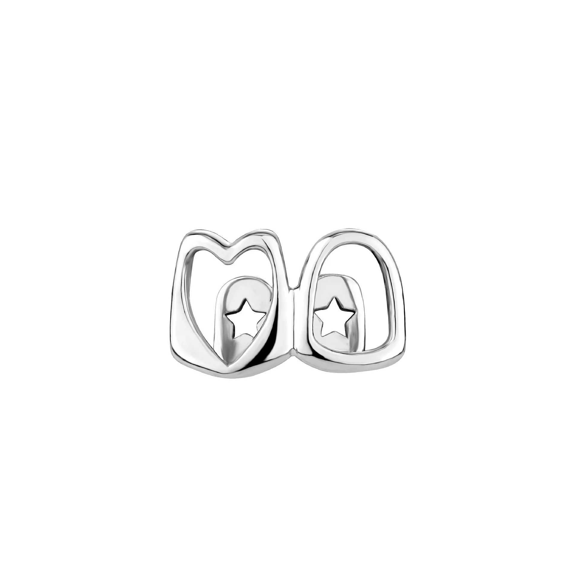 Hip Hop Double Hollow Heart Teeth Grillz 14K Gold Plated Dental Cap per Day W250412