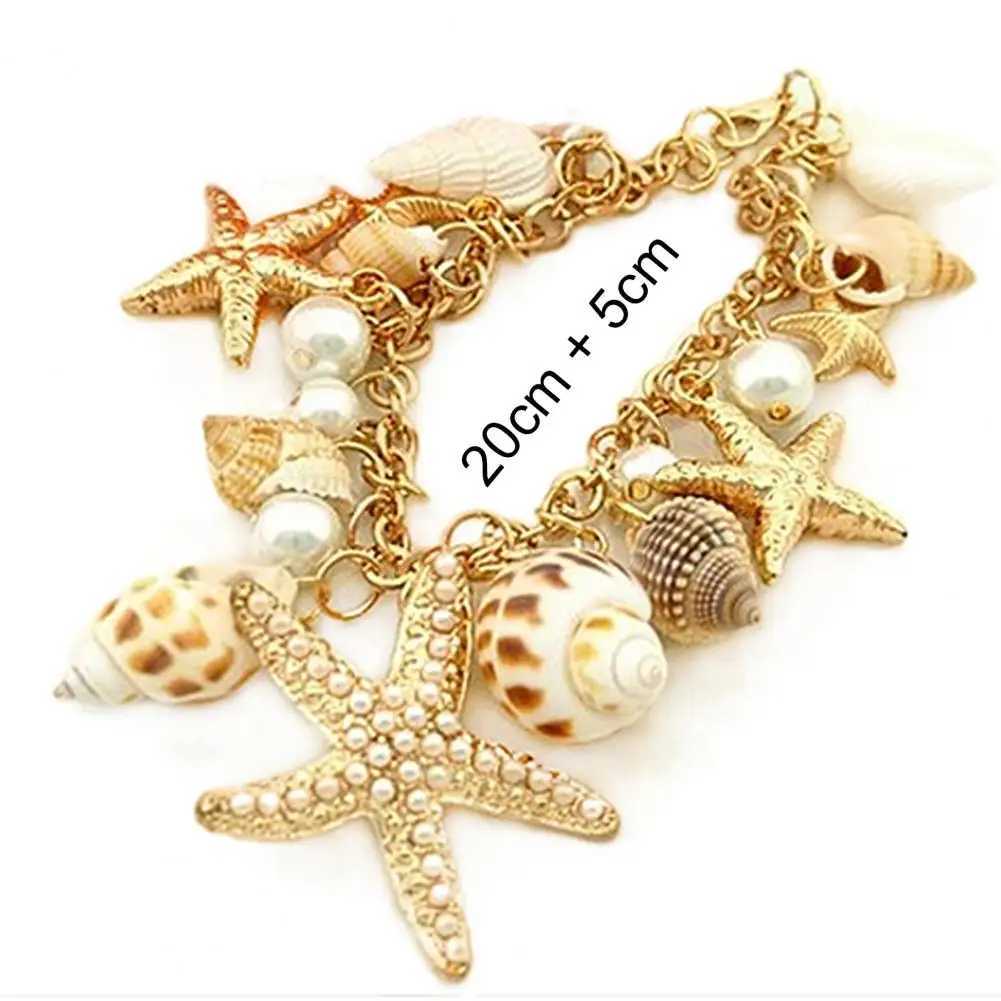 Bohemia Summer Beach Bracelet Natural Shell Cute Adjustable Gold Plated Ocean Multi-style Chain Beach Bracelet Jewelry GiftsC250411
