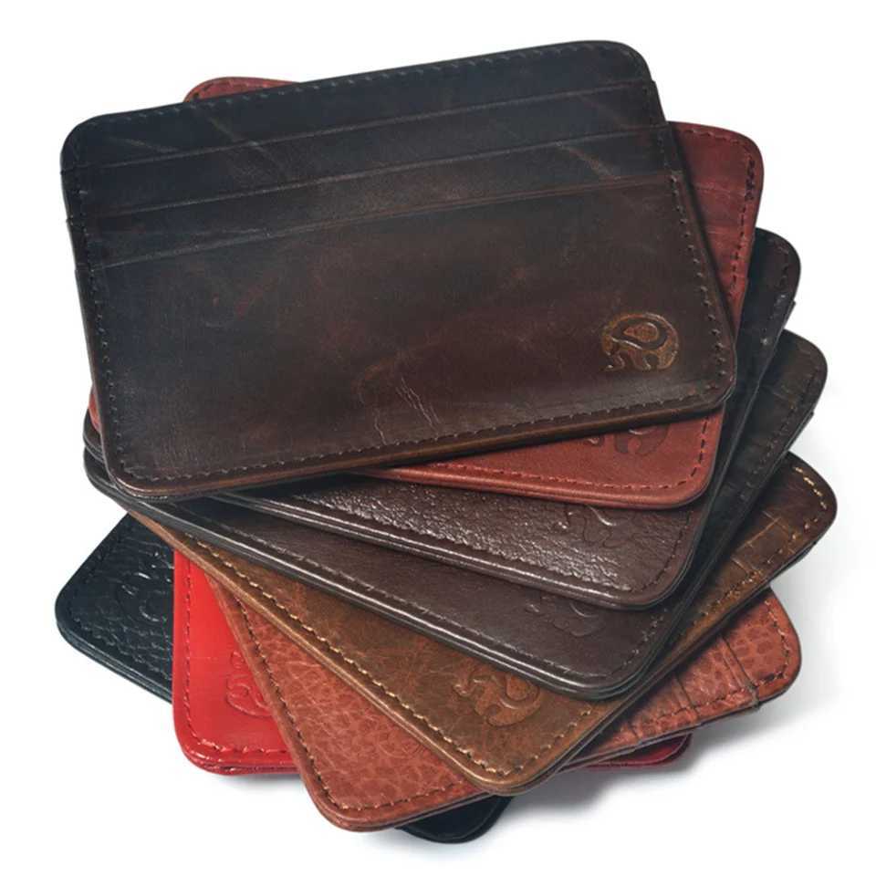 Cowhide Leather Card Case Mini ID Card Clip Small Wallet Mens Ultra Thin Wallet Mens Wallet Card Clip Card Clip Business Z250411