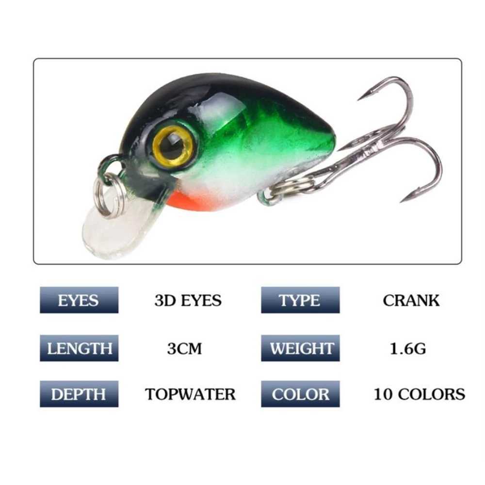 1Pcs Mini Crankbait Fishing Lure 3cm 1.6g Topwater Artificial Hard Bait Bass Wobblers Pike Fishing Tackle Z250411