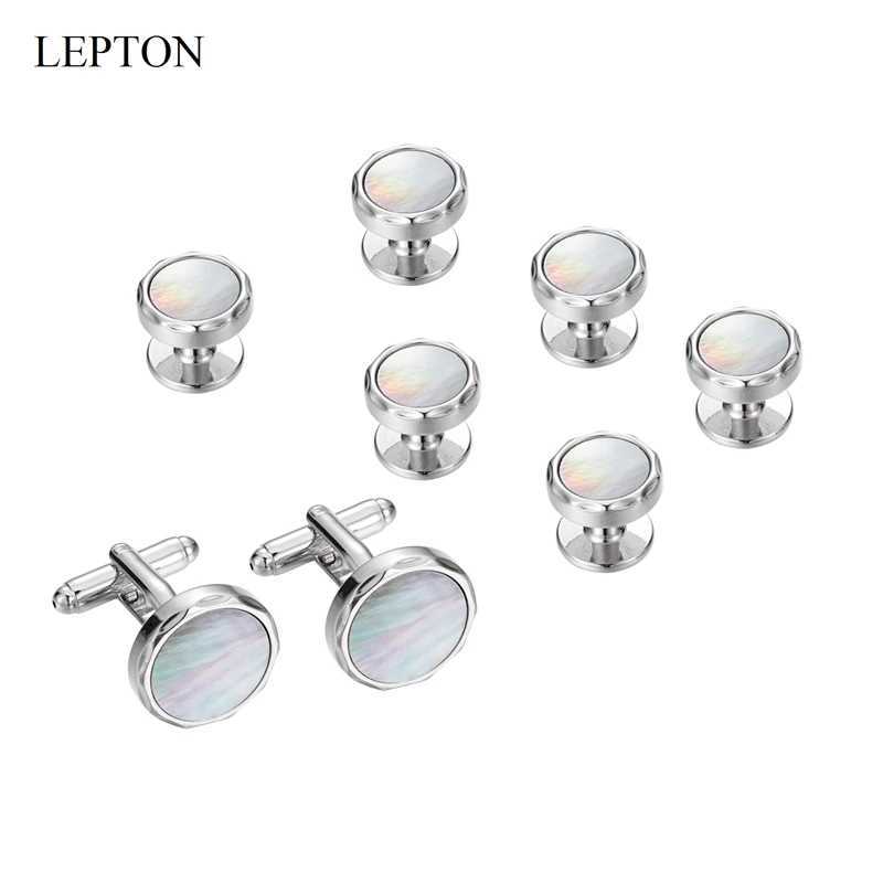 Low key luxury mother of pearl cufflinks tailcoat stud set lightweight colored shell cufflinks necklace studs mens gift cufflinksT250412