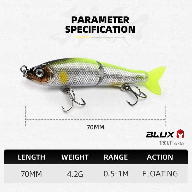 BLUX JACK CLAW 70F 70mm 4.2g Slow Floating Jointed Swimbait Minnow Wobbler Fishing Lure Artificial Hard Bait for Pike Bass Trout Z250411