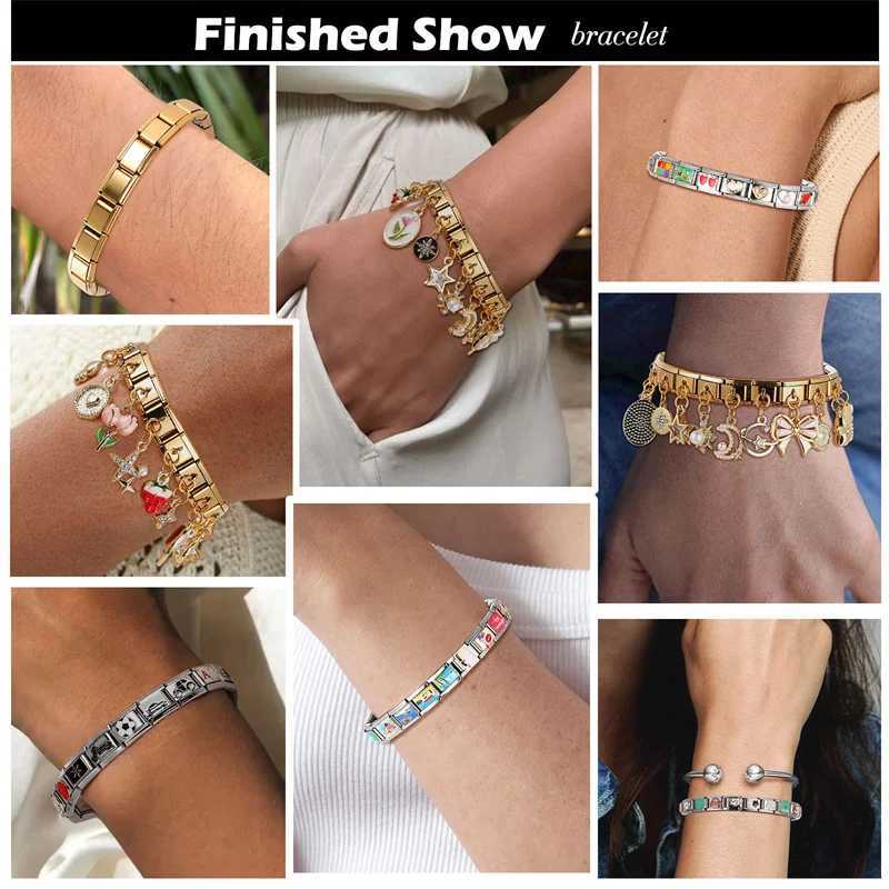 Youvelst Romantic Charm Bracelet Flower Series Italian Charm Links Fit 9mm Bracelet Stainless Steel Making DIY JewelryC250411