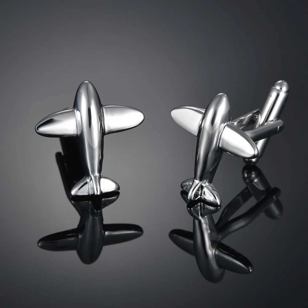 High quality silver cufflinks fighter jet cufflinks French shirt cufflinks set accessories wedding jewelryT250412