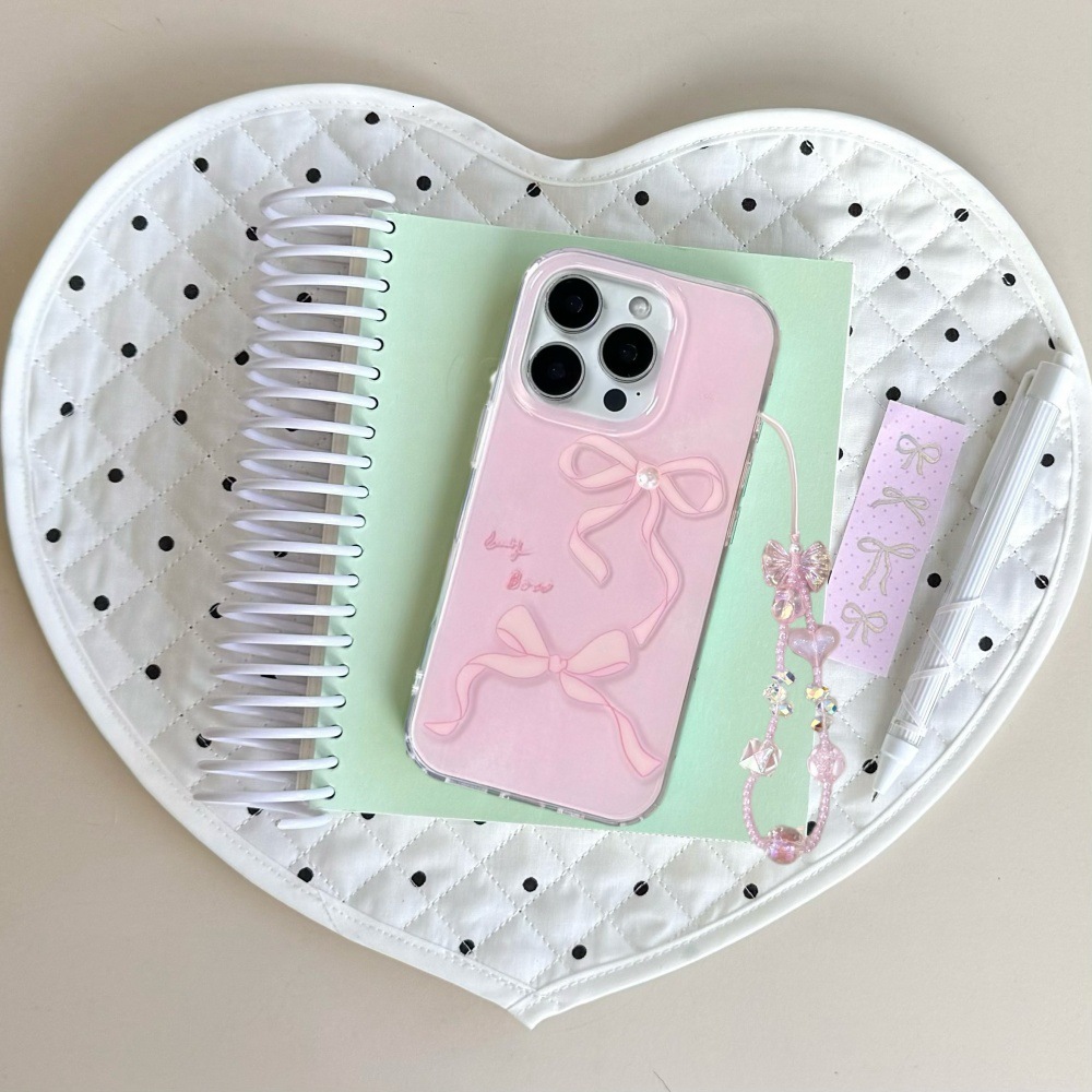 Pink Pearl Bowknot Phone Case Compatible with iPhone 17/16 Pro Max Personalized Protective Cover iPhone 15/14