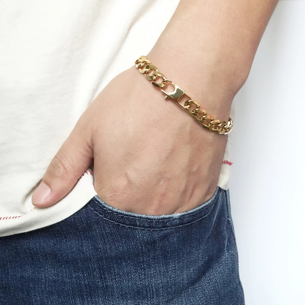 100% stainless steel bracelet 6812 mm 8inch curly Cuban chain gold suitable for men women free delivery provided by the factory 250410