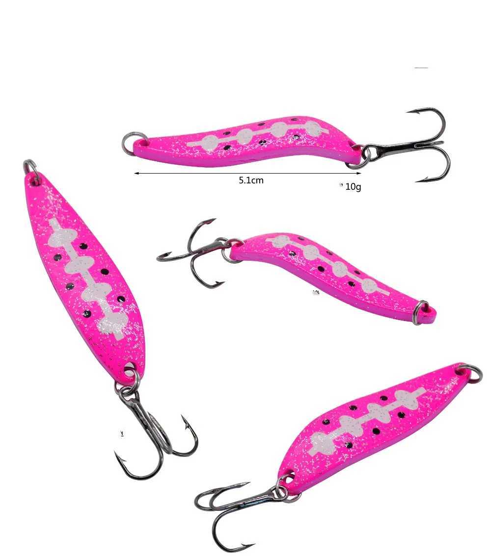 Fishing Lure Nice Color Spoons Curve Surface Rotation Sequins 10g 5.1cm Artificial Metal Lures Hard Bait Lot 2 Pieces SALE Z250411