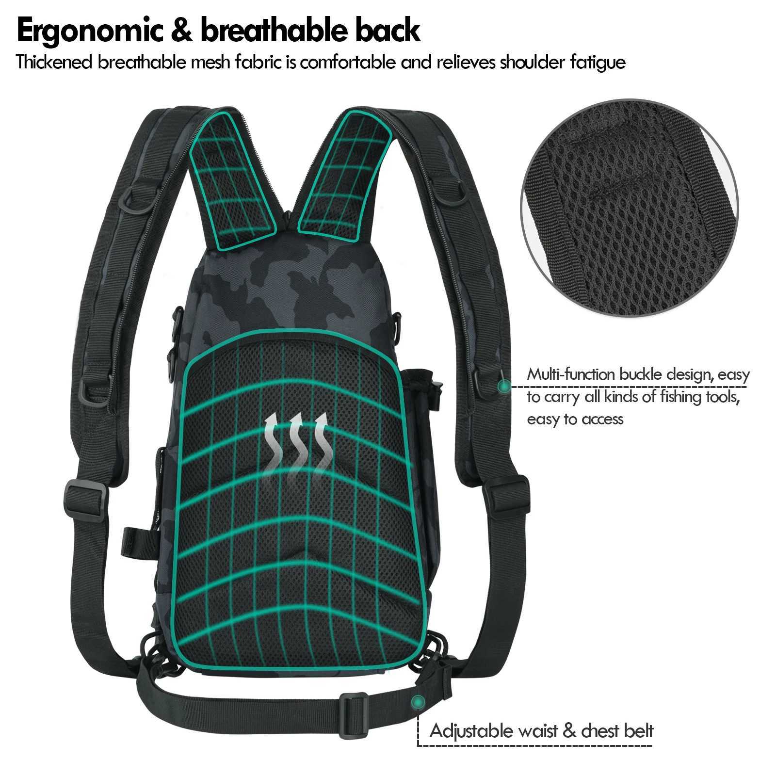 Camo Fishing Backpack Men One Shoulder Fishing Tackle Backpacks Multipurpose Fishing Lure Bag Outdoor Camping Hiking Handbags Z250411