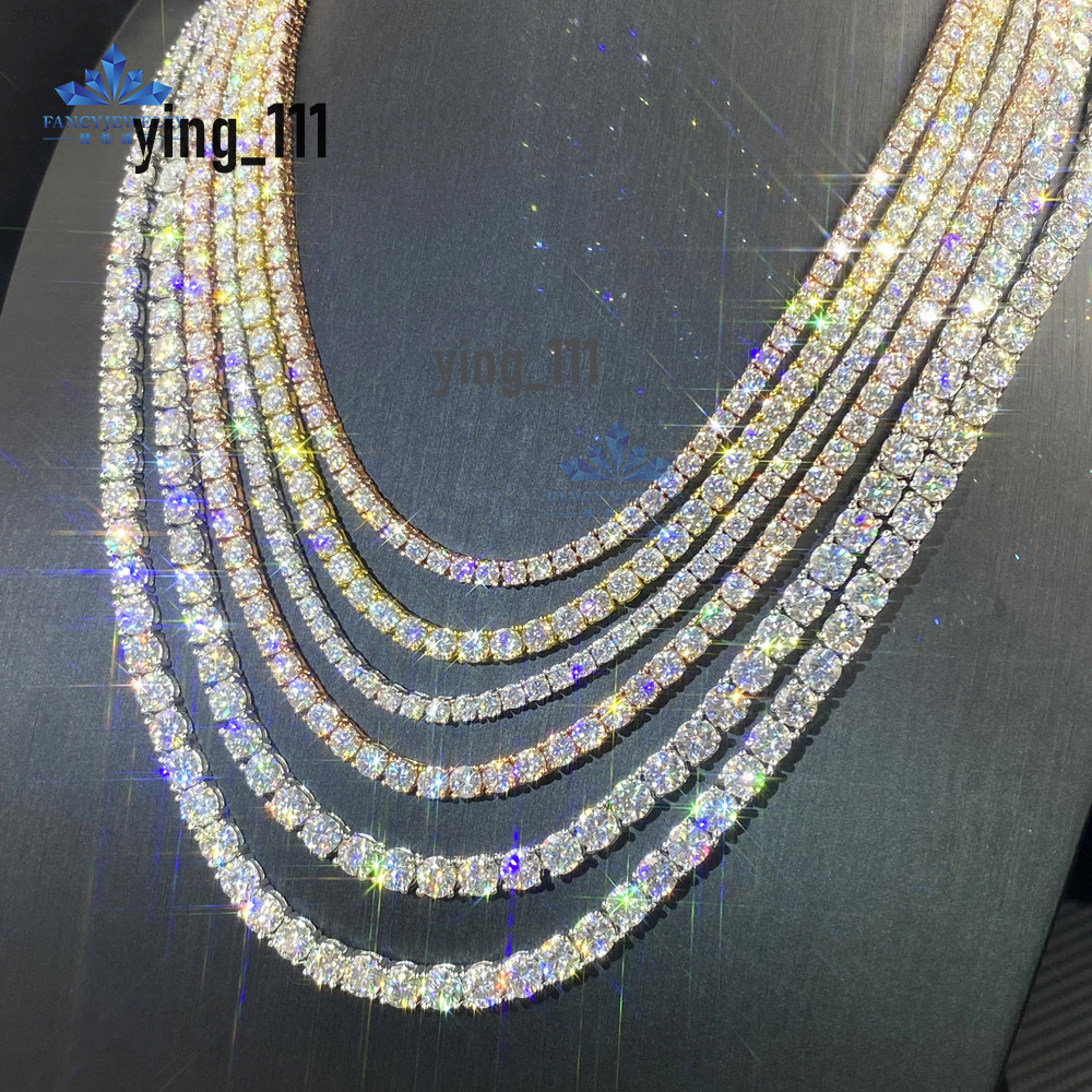 Gra Certificated 10k 14k Real Solid Gold Lated 2mm 3mm 4mm Moissanite 925s Jewelry Tennis Chain Necklace for Men Women