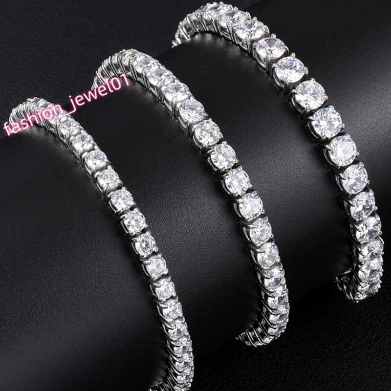 Wholesale Price in Stock 925 Sterling Silver CZ Tennis Bracelet 3/4/5mm High Quality Cubic Zirconia Tennis Chain Jewelry