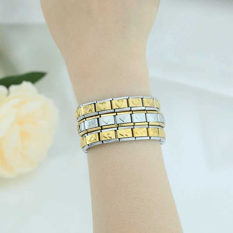 Hapiship 2024 New Womens 9mm Itanlian Elastic Star Heart Flower Charms Fashion Stainless Steel Bracelet Jewelry Gift ST-HUAC250411