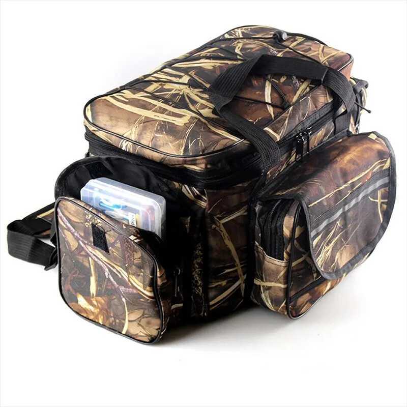 Waterproof Fishing Bag Nylon Large Capacity Multi Purpose Fishing Tackle Two Layer Waterproof Outdoor Shoulder Bags Z250411