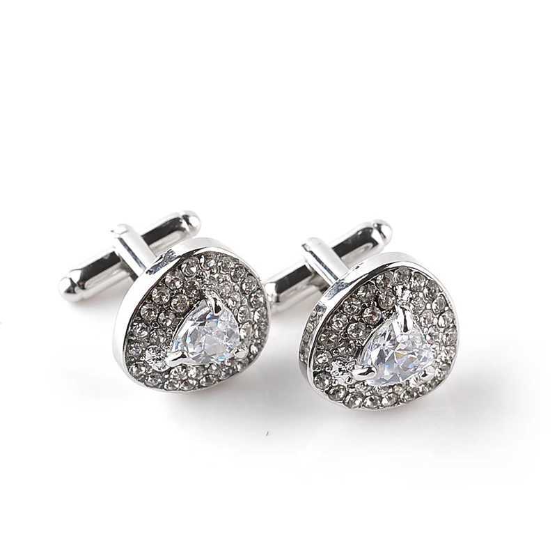 Mens and Womens Luxury Cufflinks Zircon Black Purple White Crystal Fashion Brand Cufflinks Burton High QualityT250412
